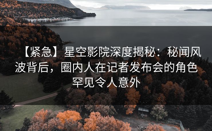 【紧急】星空影院深度揭秘：秘闻风波背后，圈内人在记者发布会的角色罕见令人意外
