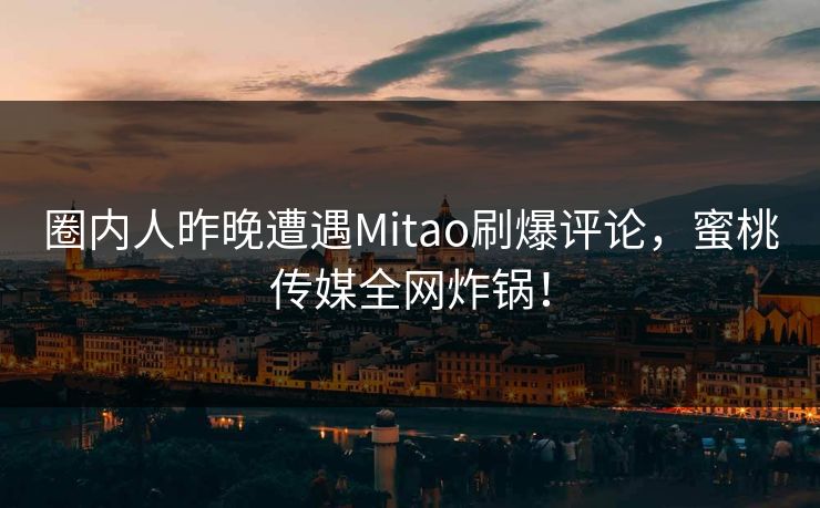 圈内人昨晚遭遇Mitao刷爆评论，蜜桃传媒全网炸锅！