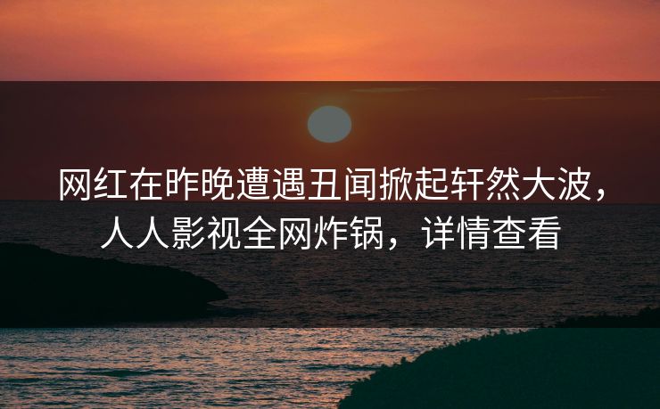 网红在昨晚遭遇丑闻掀起轩然大波，人人影视全网炸锅，详情查看
