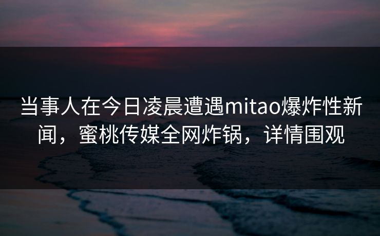 当事人在今日凌晨遭遇mitao爆炸性新闻，蜜桃传媒全网炸锅，详情围观