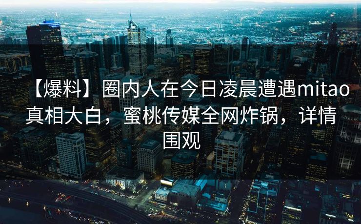 【爆料】圈内人在今日凌晨遭遇mitao真相大白，蜜桃传媒全网炸锅，详情围观