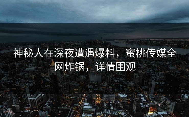 神秘人在深夜遭遇爆料，蜜桃传媒全网炸锅，详情围观