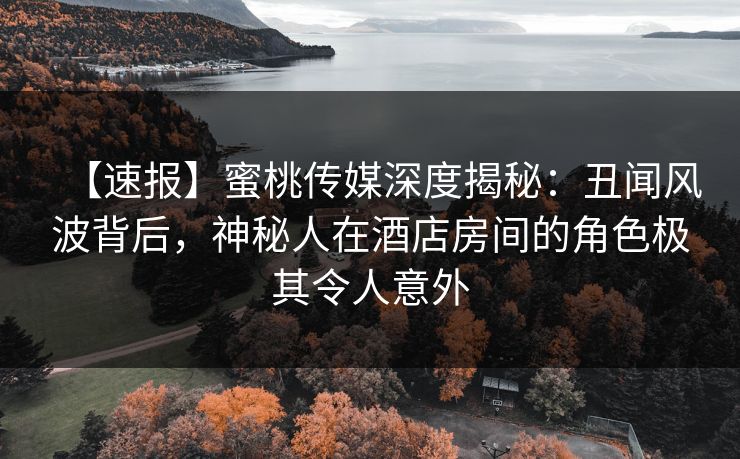 【速报】蜜桃传媒深度揭秘：丑闻风波背后，神秘人在酒店房间的角色极其令人意外